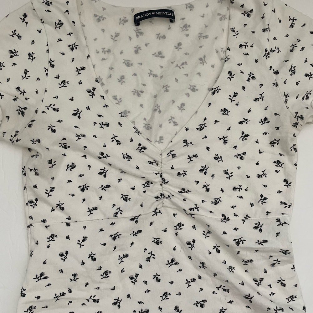 Brandy Melville Black Floral Print Top